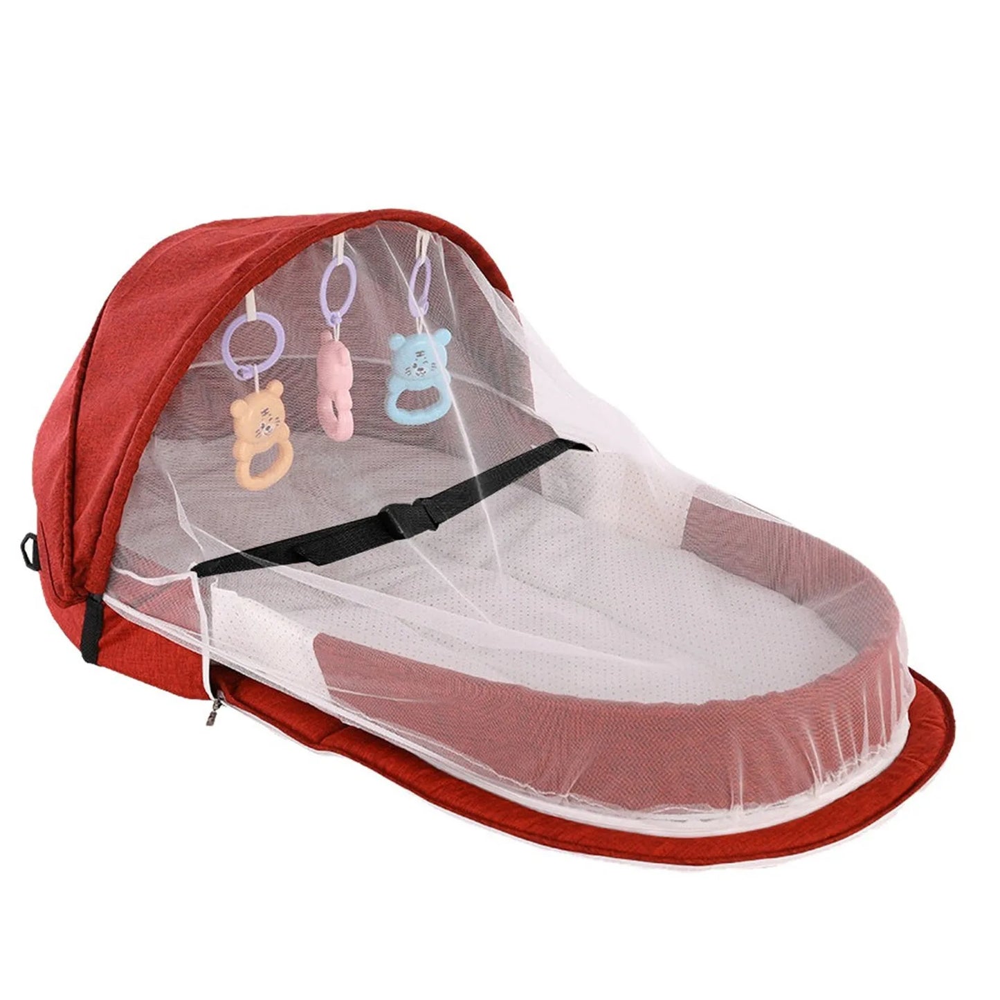 Portable Folding Baby Crib with Net and Awning