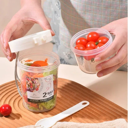 Portable Breakfast Cup with Lid and Fork