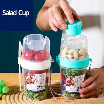 Portable Breakfast Cup with Lid and Fork