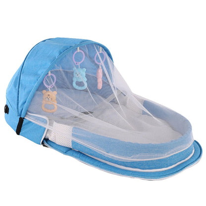 Portable Folding Baby Crib with Net and Awning