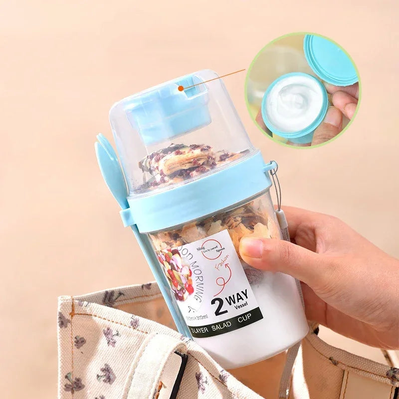 Portable Breakfast Cup with Lid and Fork