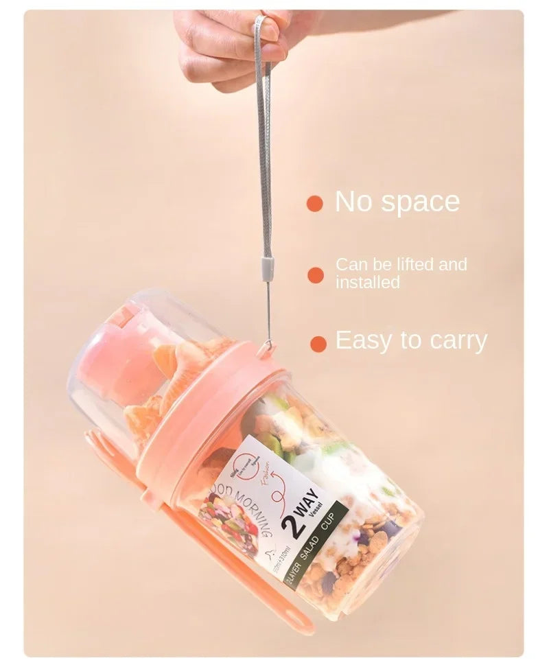 Portable Breakfast Cup with Lid and Fork