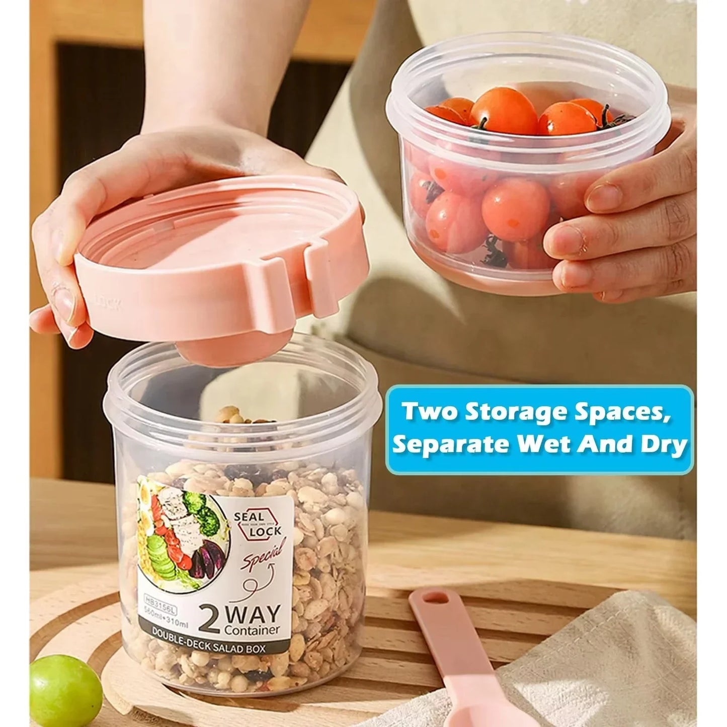 Portable Breakfast Cup with Lid and Fork
