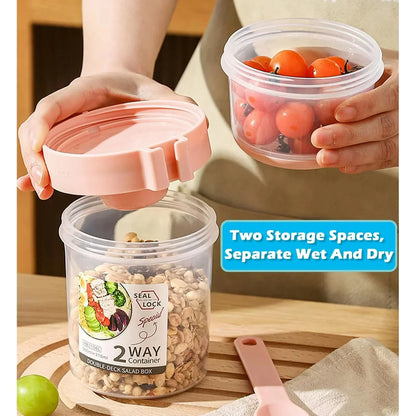 Portable Breakfast Cup with Lid and Fork
