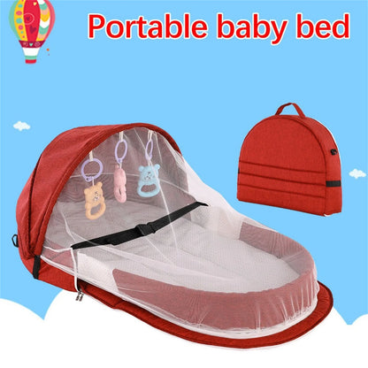Portable Folding Baby Crib with Net and Awning