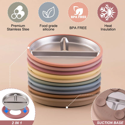 Stainless Steel Baby Suction Plate Bowl