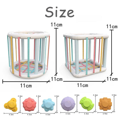 Montessori Shape Sorter Cube with Rainbow Blocks