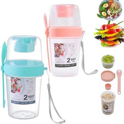 Portable Breakfast Cup with Lid and Fork