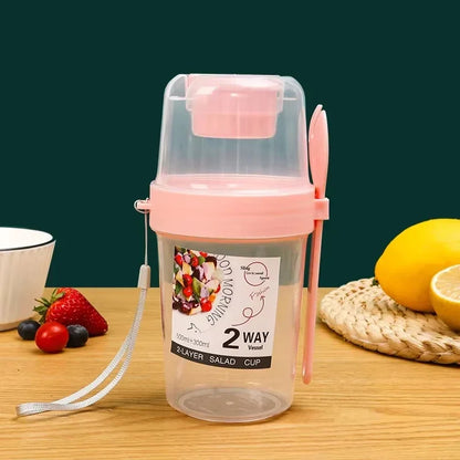 Portable Breakfast Cup with Lid and Fork