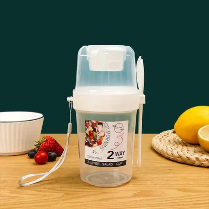 Portable Breakfast Cup with Lid and Fork