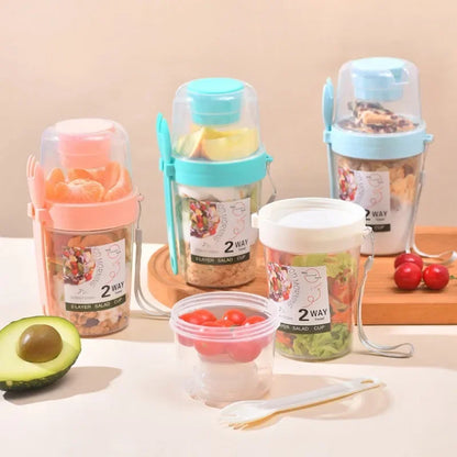 Portable Breakfast Cup with Lid and Fork