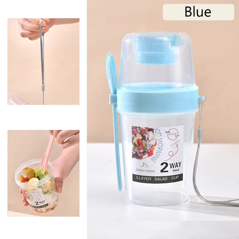 Portable Breakfast Cup with Lid and Fork