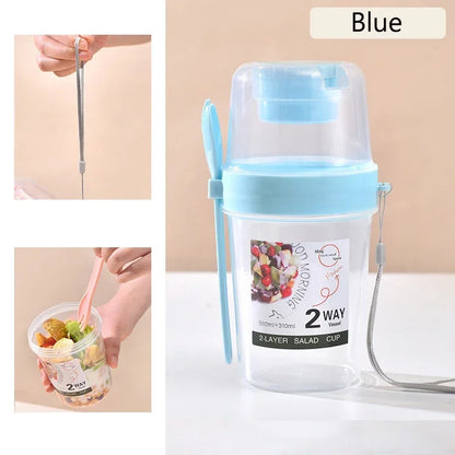 Portable Breakfast Cup with Lid and Fork