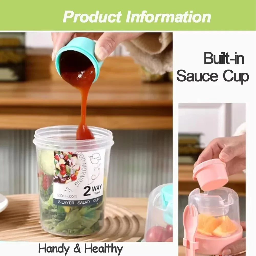 Portable Breakfast Cup with Lid and Fork