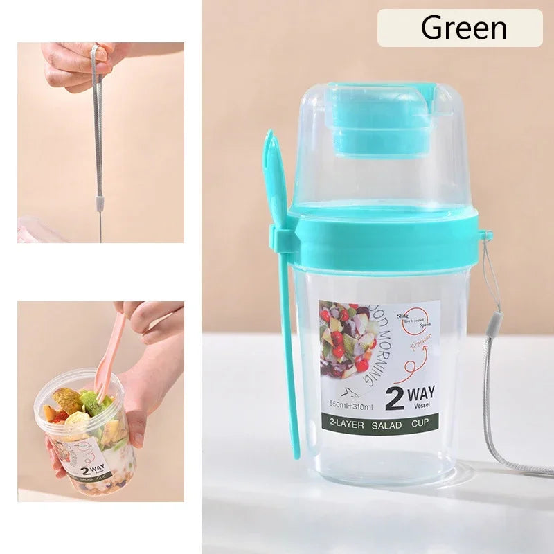 Portable Breakfast Cup with Lid and Fork