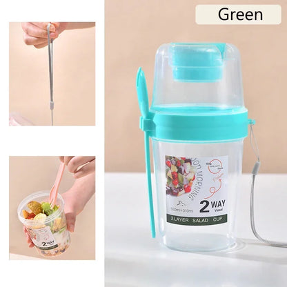 Portable Breakfast Cup with Lid and Fork